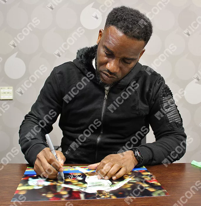 Icons Jay-Jay Okocha Signed Bolton Wanderers Photo In Black Wooden Frame: Free-Kick Goal Vs Liverpool