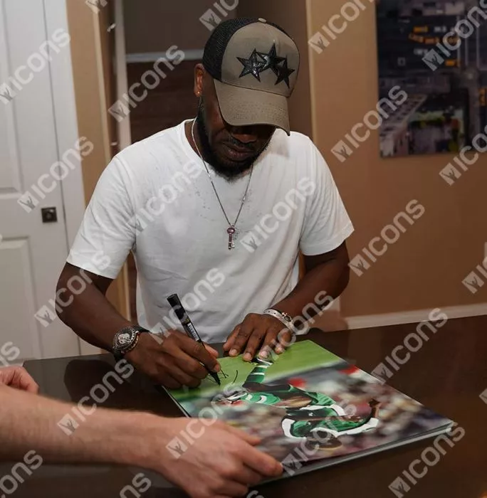 Icons Jay-Jay Okocha Signed Nigeria Photo In Black Wooden Frame