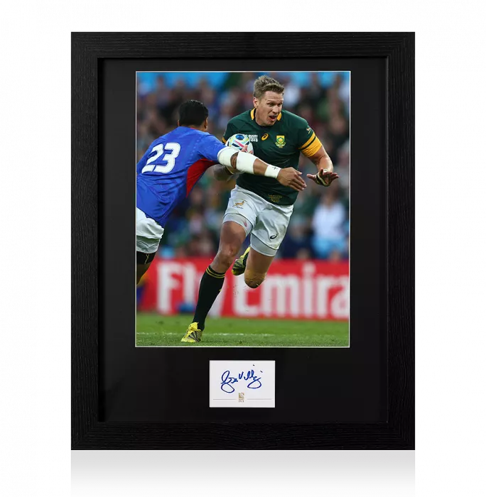 Icons Jean De Villiers Signed Rugby World Cup 2015 Card And South Africa Photo Frame