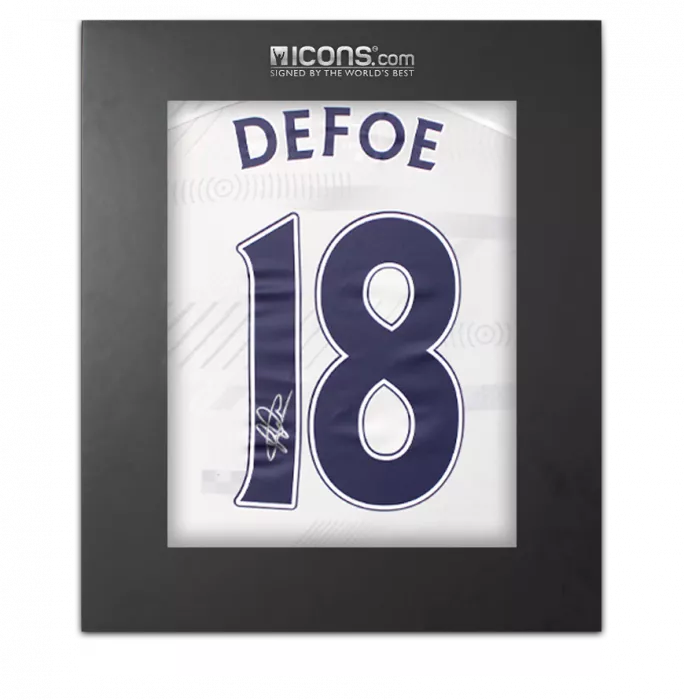 icons Jermain Defoe Back Signed Tottenham Hotspur 2023-24 Home Shirt with Fan Style Numbers In Deluxe Packaging