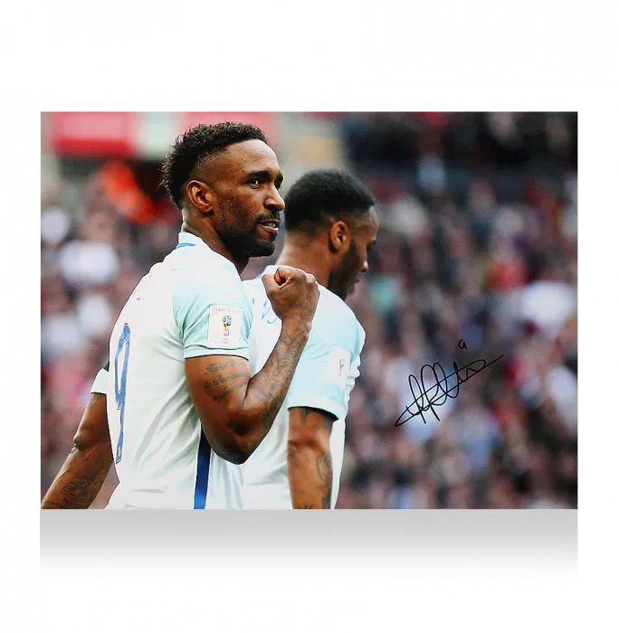 Icons Jermain Defoe Signed England Photo In Premium Photo Frame: Goal Vs Lithuania