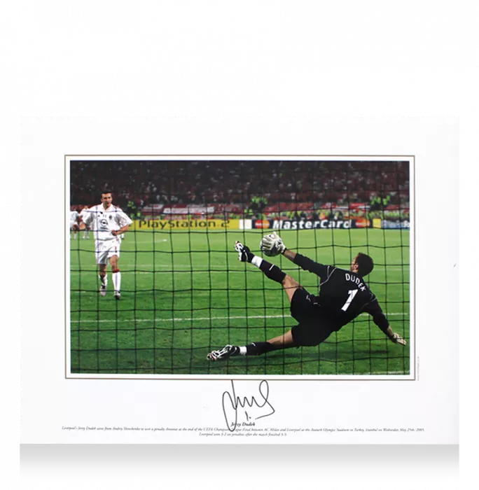 Icons Jerzy Dudek Signed Liverpool Photo In Black Wooden Frame: 2005 UEFA Champions League Final Save