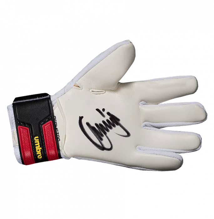 icons Jerzy Dudek Signed White and Red Umbro Goalkeeper Glove
