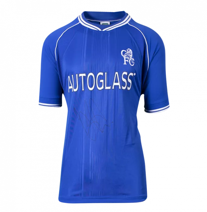 Icons Jimmy Floyd Hasselbaink Front Signed Chelsea 1999-01 Home Shirt: Signed In Black