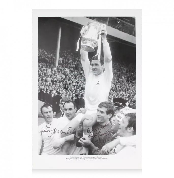 icons Jimmy Greaves And Pat Jennings Hand Signed Photo - FA Cup Final 1967 (Best Wishes)