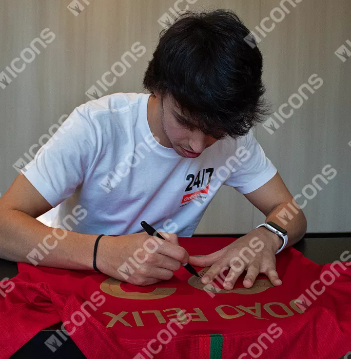 Icons Joao Felix Back Signed Portugal 2019-20 Home Shirt In Classic Frame