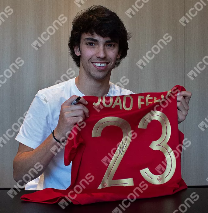 Icons Joao Felix Back Signed Portugal 2019-20 Home Shirt In Classic Frame