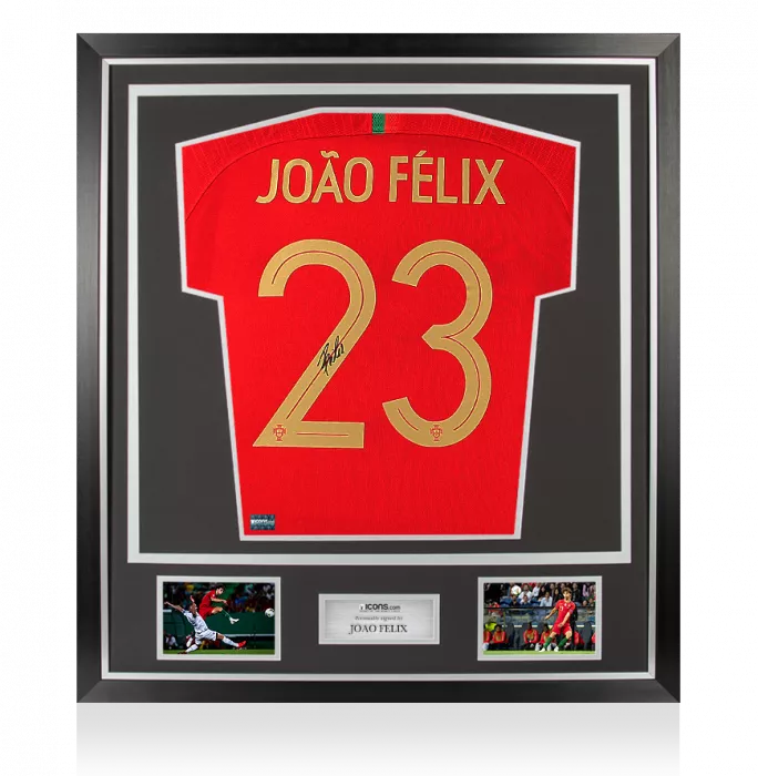 icons Joao Felix Back Signed Portugal 2019-20 Home Shirt In Classic Frame