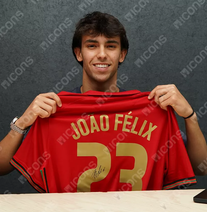 Icons Joao Felix Back Signed Portugal 2020-21 Home Shirt In Classic Frame