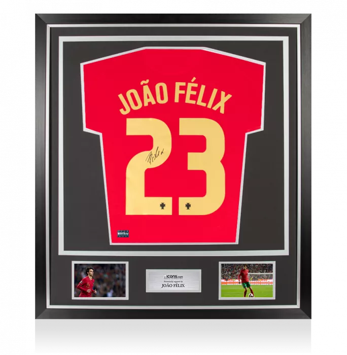 icons Joao Felix Back Signed Portugal 2020-21 Home Shirt In Classic Frame