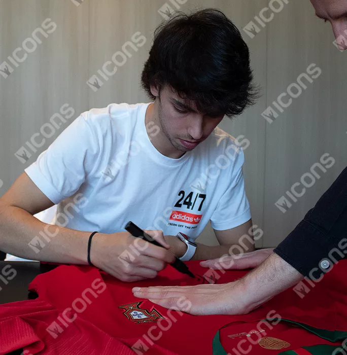 Icons Joao Felix Front Signed Portugal 2019-20 Home Shirt In Classic Frame