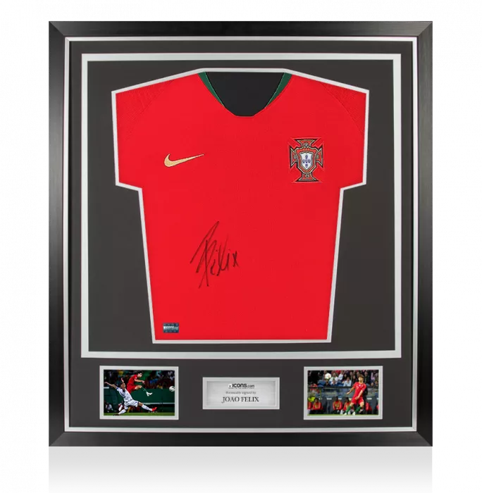 icons Joao Felix Front Signed Portugal 2019-20 Home Shirt In Classic Frame