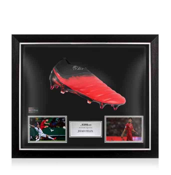 icons Joao Felix Signed Red Adidas Copa 20 Boot In Bubble Frame: Portugal