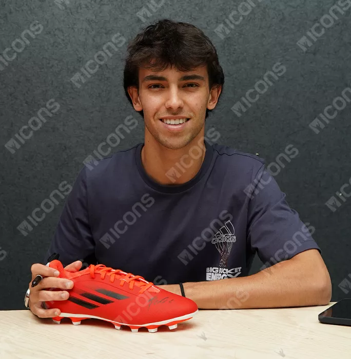 Icons Joao Felix Signed Red Adidas Speedflow+ X .4 Boot In Acrylic Case