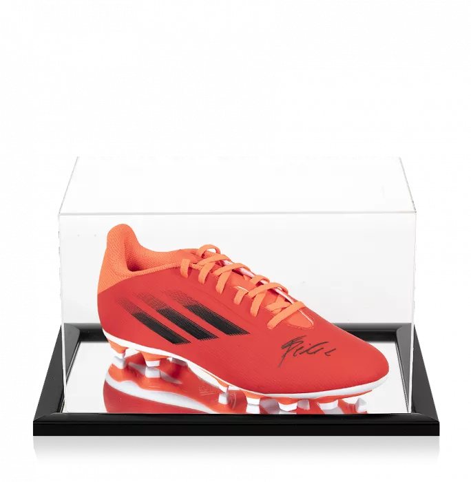 icons Joao Felix Signed Red Adidas Speedflow+ X .4 Boot In Acrylic Case