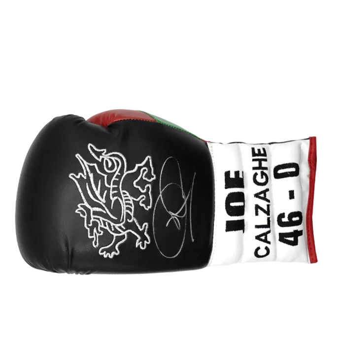 icons Joe Calzaghe Signed Black/White 46-0 Boxing Glove