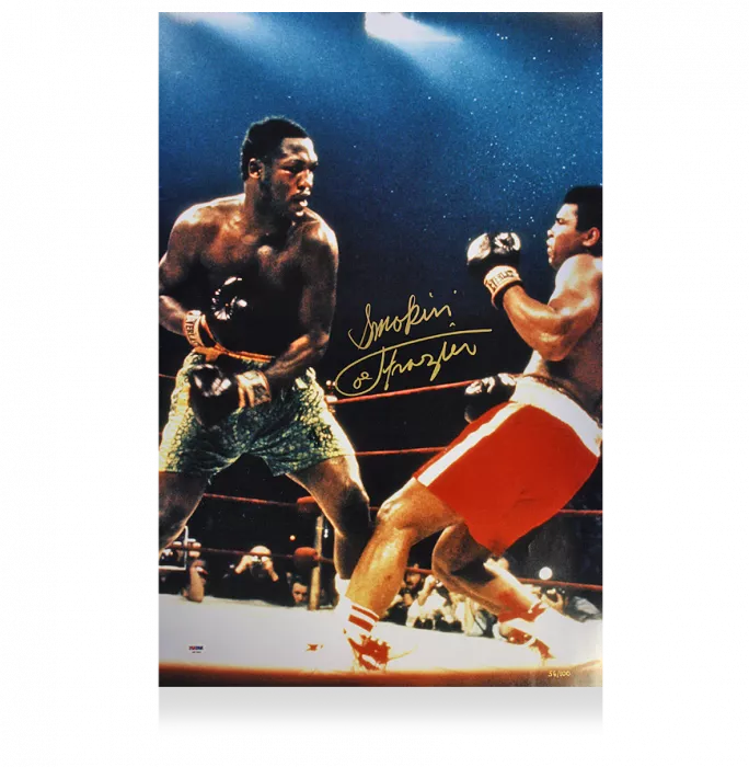 icons Joe Frazier Signed Photo: Muhammad Ali Knock Down