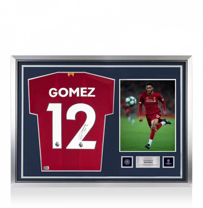 Icons Joe Gomez Official UEFA Champions League Back Signed And Hero Framed Liverpool 2019-20 Home Shirt
