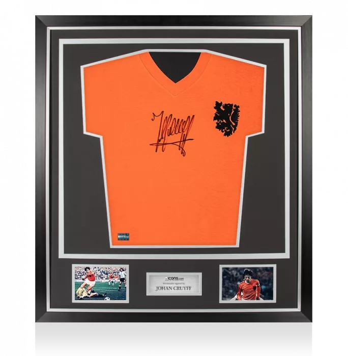 icons Johan Cruyff Front Signed Retro Netherlands Shirt In Classic Frame