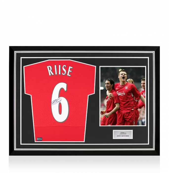 icons John Arne Riise Back Signed Liverpool FC 2005 Home Shirt In Hero Frame: Option 1