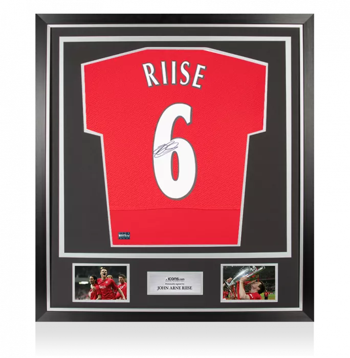 icons John Arne Riise Back Signed Liverpool FC 2005 Home Shirt In Classic Frame