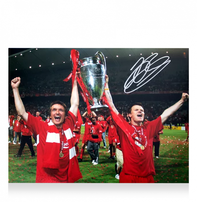 Icons John Arne Riise Signed Liverpool FC Photo In Black Wooden Frame: 2005 UEFA Champions League Winner