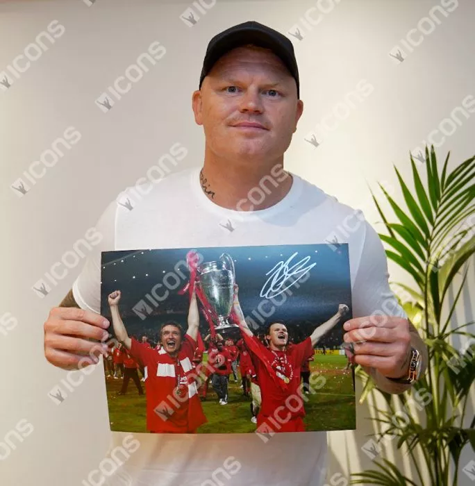 Icons John Arne Riise Signed Liverpool FC Photo In Black Wooden Frame: 2005 UEFA Champions League Winner