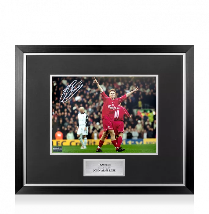 icons John Arne Riise Signed Liverpool FC Photo In Premium Photo Frame: Iconic Goal vs Manchester United