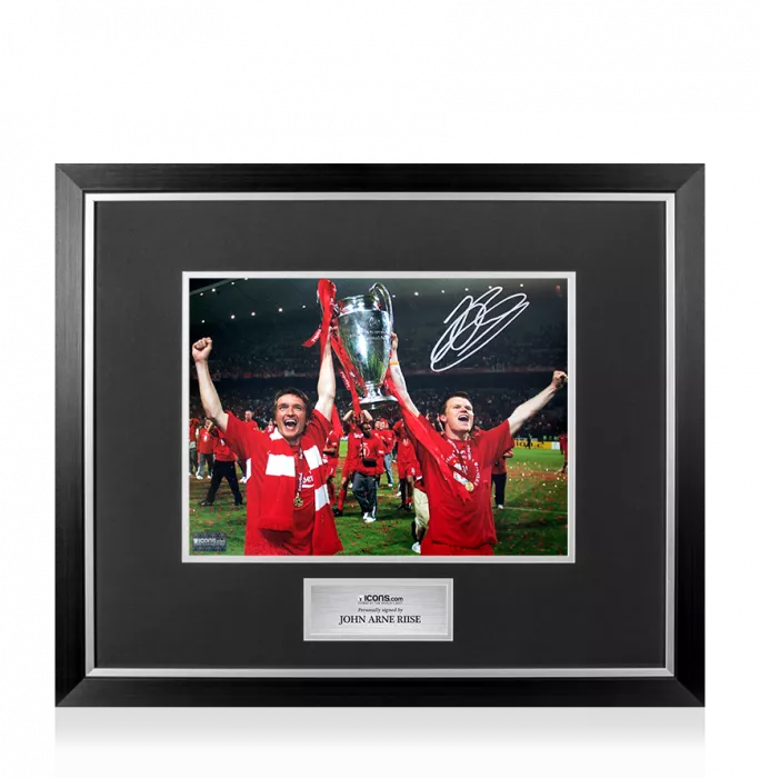 icons John Arne Riise Signed Liverpool FC Photo In Premium Photo Frame: 2005 UEFA Champions League Winner