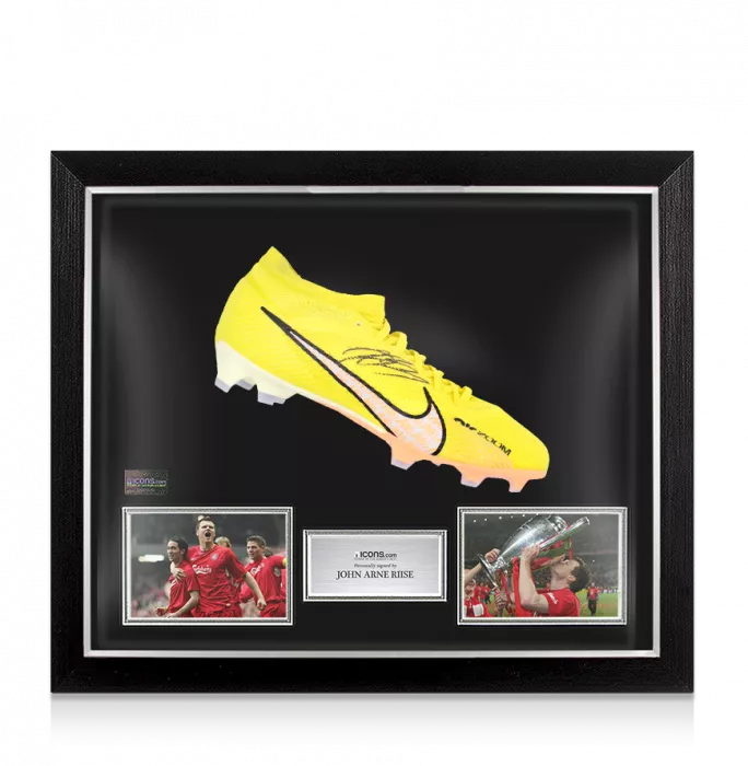 icons John Arne Riise Signed Yellow Nike Mercurial Boot In Bubble Frame: Option 1