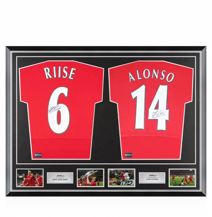 icons John Arne Riise & Xabi Alonso Signed Liverpool Shirts In Classic Dual Frame