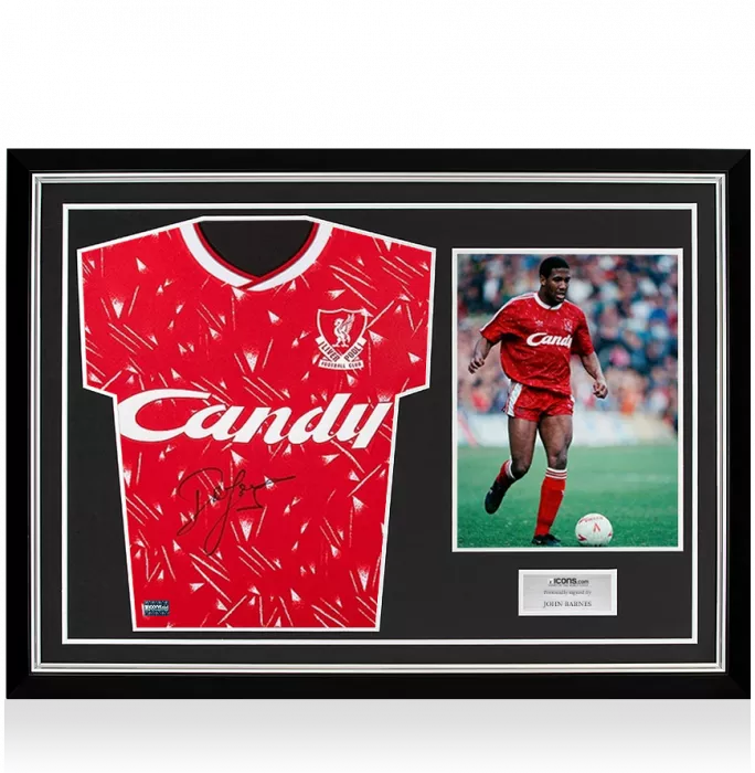 Icons John Barnes Front Signed Liverpool 1989-91 Home Shirt In Hero Frame: Option 1