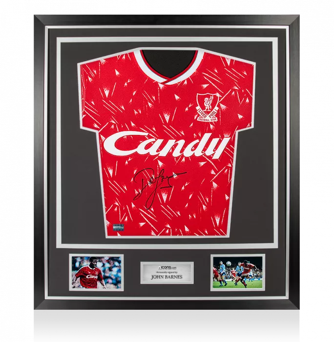 icons John Barnes Front Signed Liverpool 1989-91 Home Shirt In Classic Frame