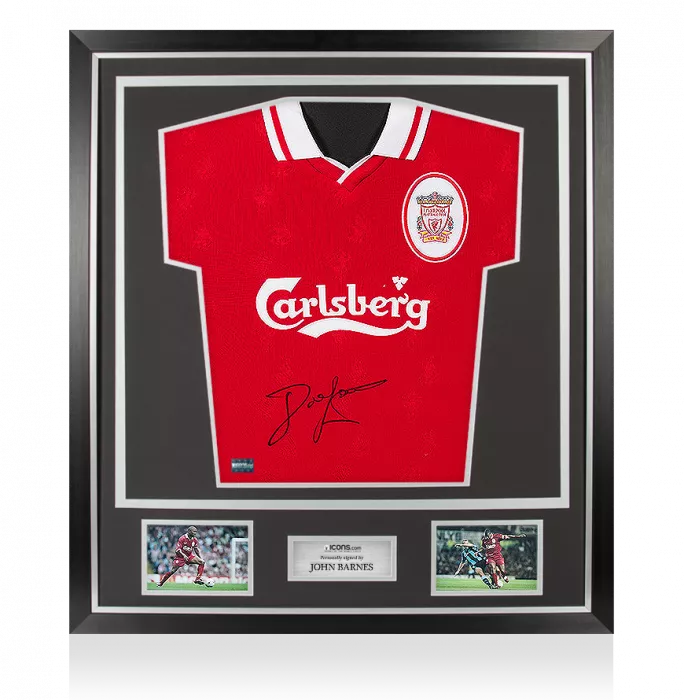 Icons John Barnes Front Signed Liverpool 1996-98 Home Shirt In Classic Frame