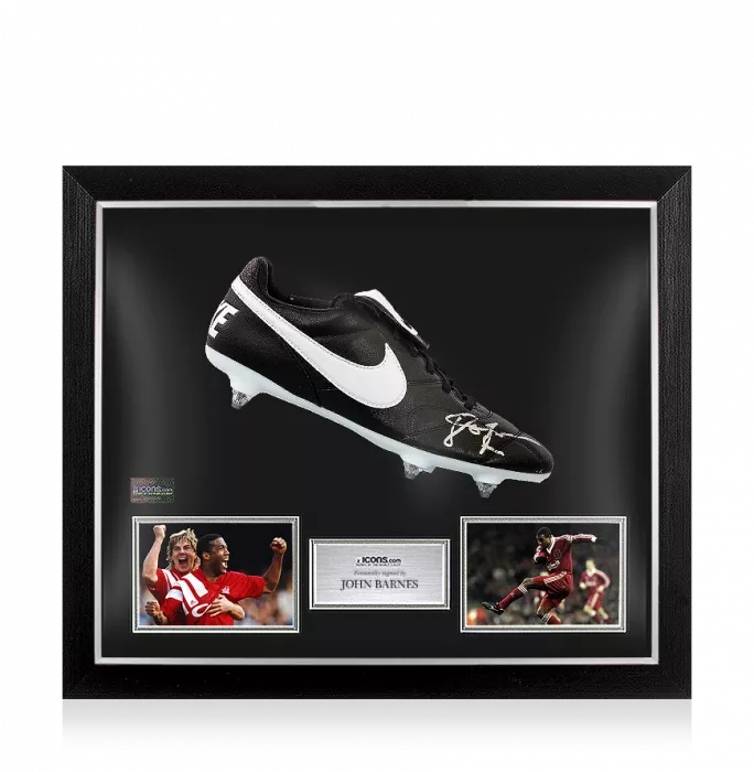 icons John Barnes Signed Black Nike Boot In Bubble Frame: Option 1