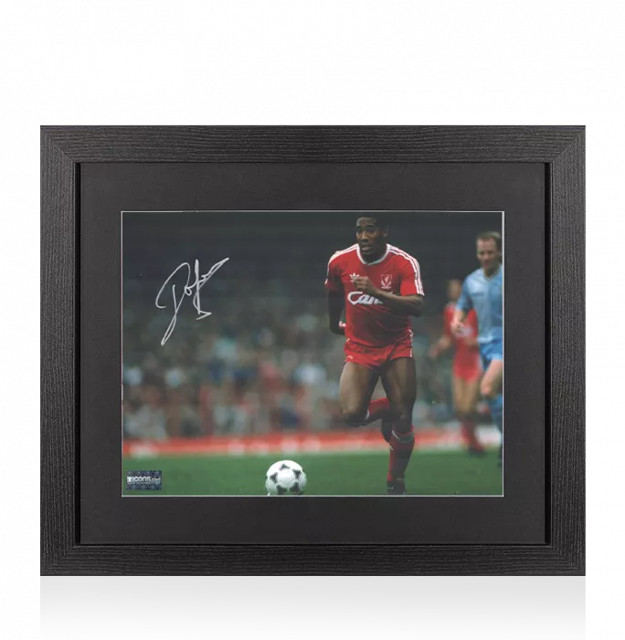 icons John Barnes Signed Liverpool Photo In Black Wooden Frame