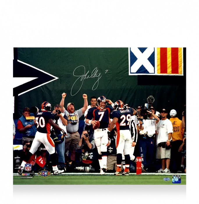 icons John Elway Signed Denver Broncos Photo: Super Bowl XXXII Champion
