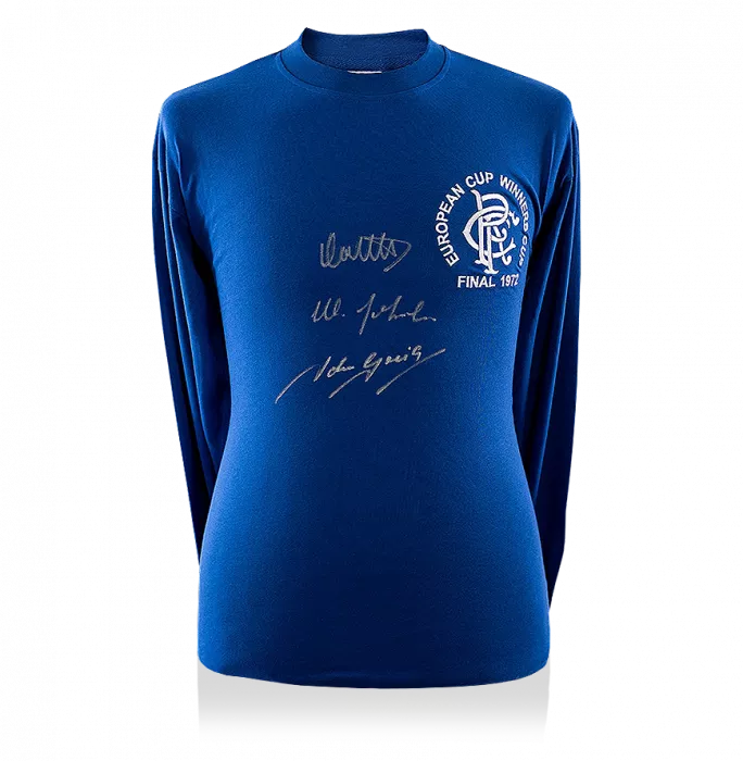 icons John Greig Colin Stein & Willie Johnston Signed Rangers Shirt: 1972 European Cup Winners' Cup Edition