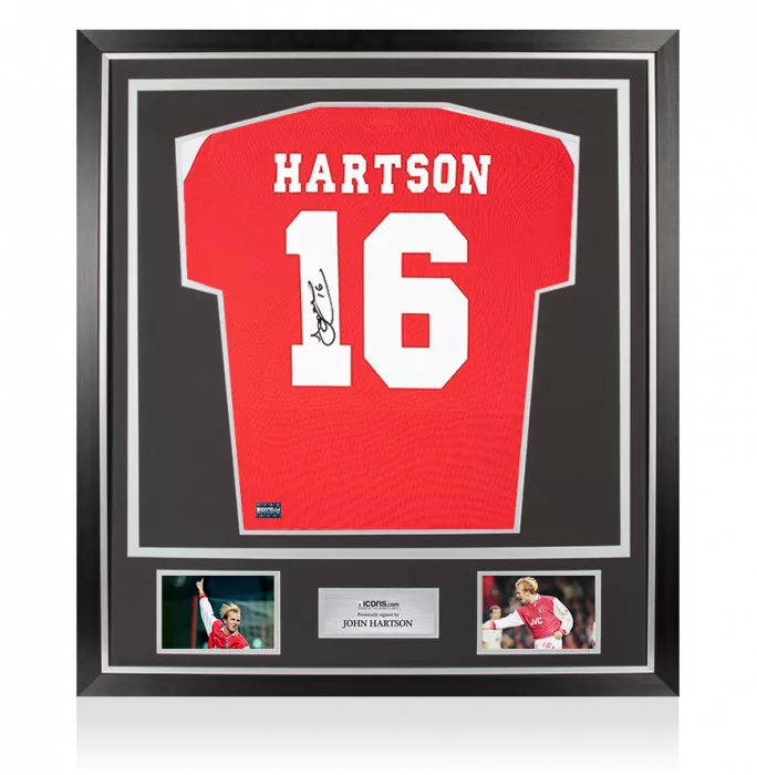 icons John Hartson Back Signed Arsenal Home Shirt In Classic Frame