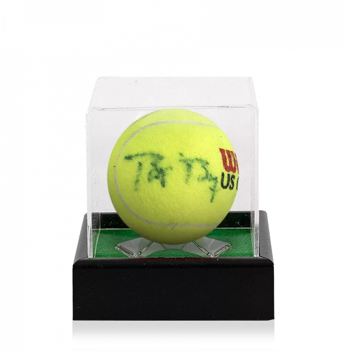 Icons John McEnroe & Bjorn Borg Dual Signed US Open Tennis Ball In Acrylic Case