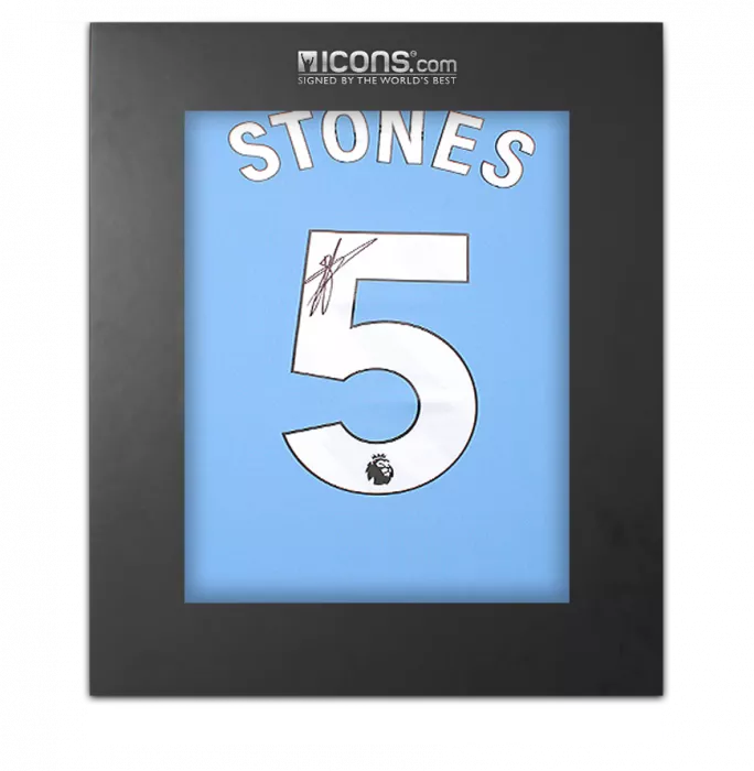 icons John Stones Back Signed Manchester City 2023-24 Home Shirt In Deluxe Packaging