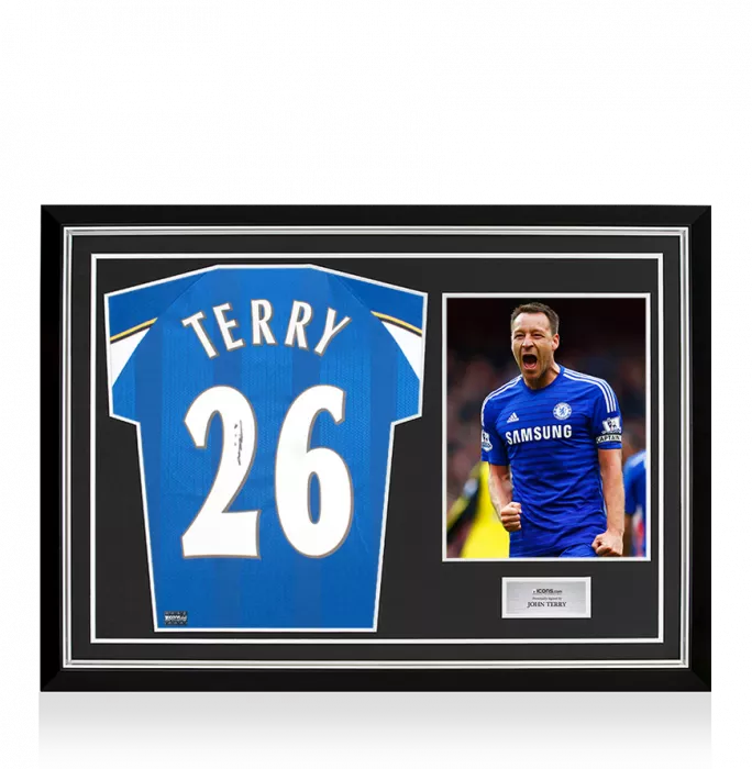 icons John Terry Back Signed 1998 ECWC Chelsea Shirt In Hero Frame: Option 1