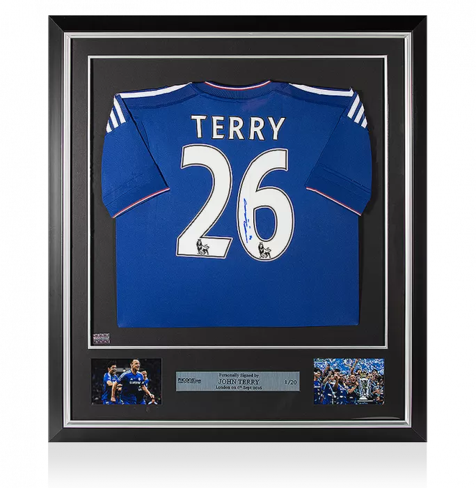 icons John Terry Back Signed and Framed Chelsea 2015-16 Home Shirt