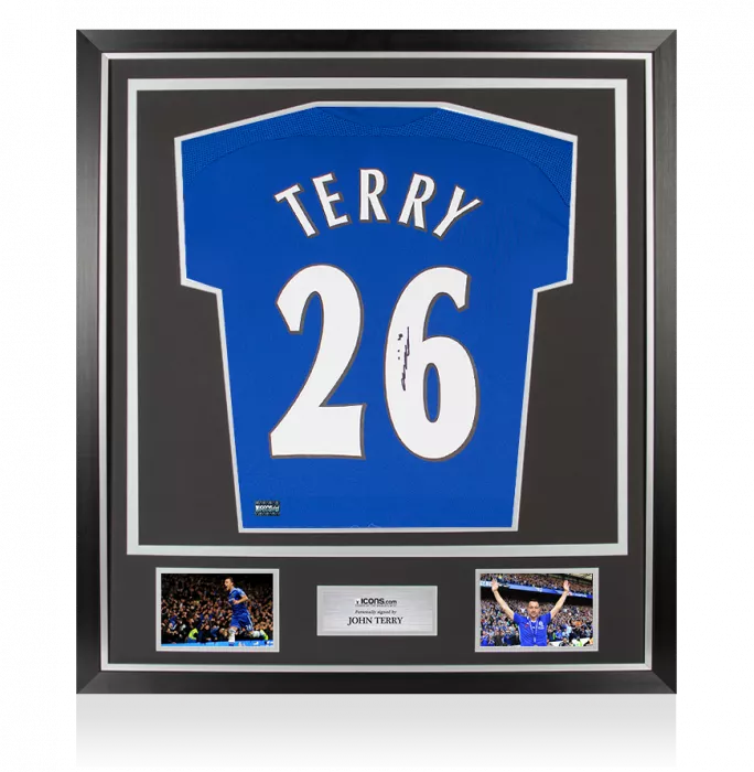 icons John Terry Back Signed Chelsea 2007-08 Home Shirt In Classic Frame