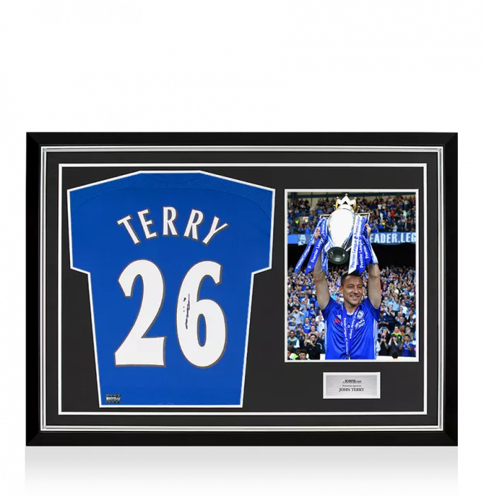 icons John Terry Back Signed Chelsea 2007-08 Home Shirt In Hero Frame: Option 1