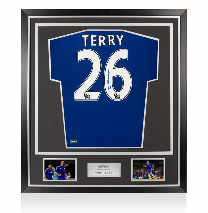 icons John Terry Back Signed Chelsea 2015-16 Home Shirt In Classic Frame