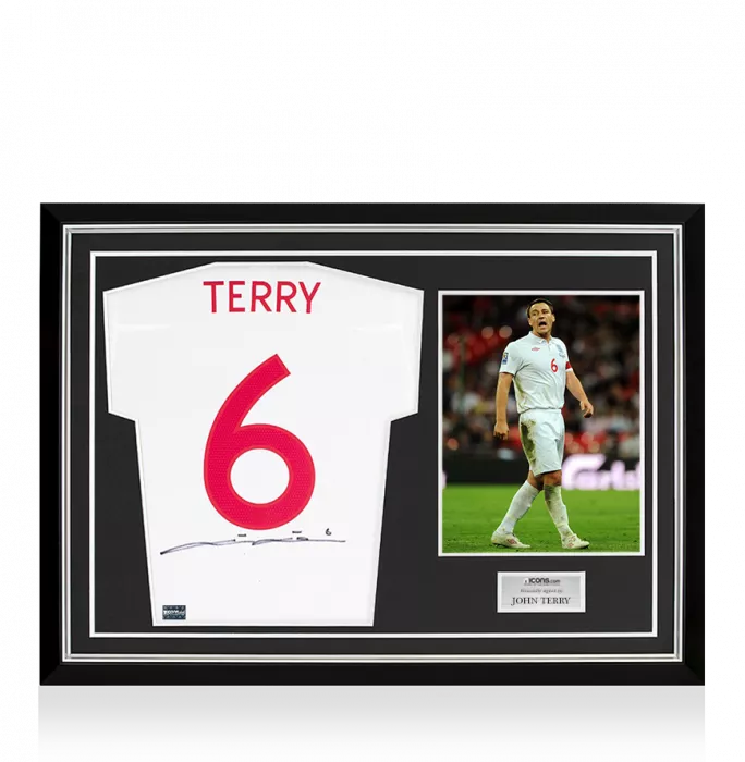 icons John Terry Back Signed England Home Shirt Home Shirt In Hero Frame: Option 1