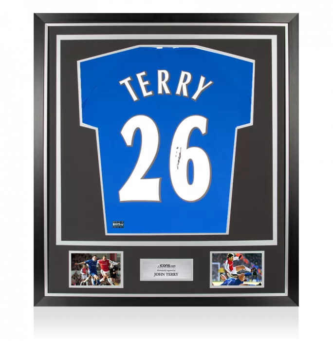 icons John Terry Chelsea FC Back Signed 1999-01 Home Shirt In Classic Frame