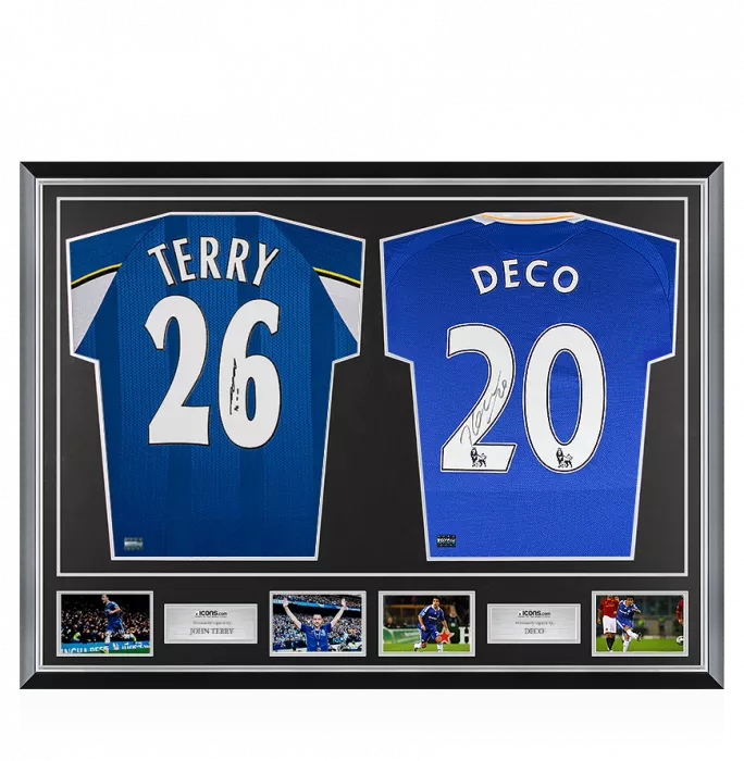Icons John Terry & Deco Signed Chelsea Shirts In Classic Dual Frame