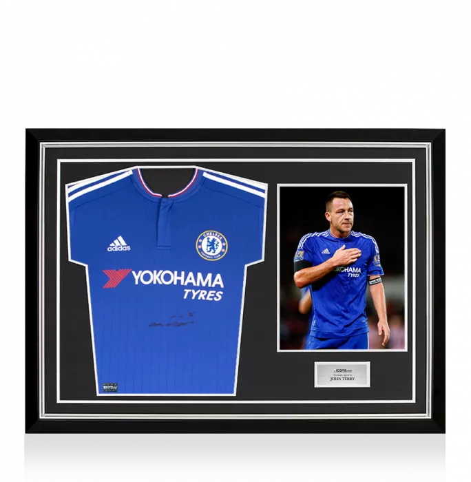 icons John Terry Front Signed Chelsea 2015-16 Home Shirt In Hero Frame: Option 1